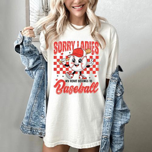 Sorry Ladies My Heart Belongs To Baseball Valentines Boys Women's Comfort Colors T-Shirt - Sportilla