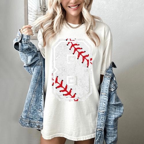 Vintage Baseball 8 Jersey Number 8 Women's Comfort Colors T-Shirt - Sportilla
