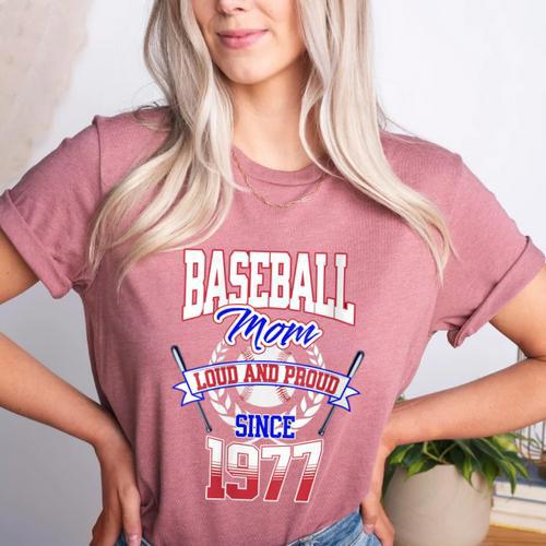 Baseball Mom Loud & Proud Since 1977 Women's Heather T-Shirt - Sportilla