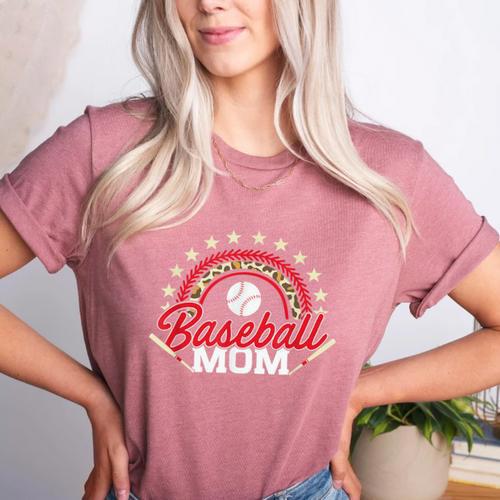 Baseball Mom Rainbow Great Team Mom Women's Heather T-Shirt - Sportilla