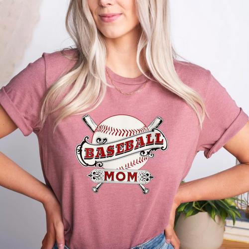 Baseball Mom Vintage Retro Game Day Son Supporter Fan Women's Heather T-Shirt - Sportilla