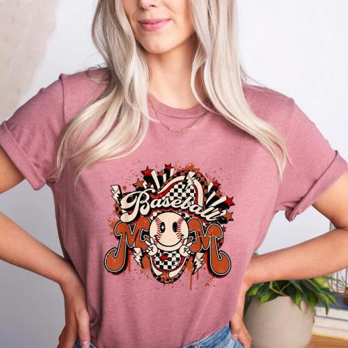 Baseball Mom Vintage Retro Groovy Sport Fan Mother Day Women's Heather T-Shirt - Sportilla