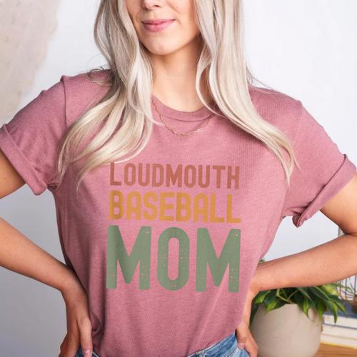 Loudmouth Baseball Mom Sports Cute Text Women's Heather T-Shirt - Sportilla