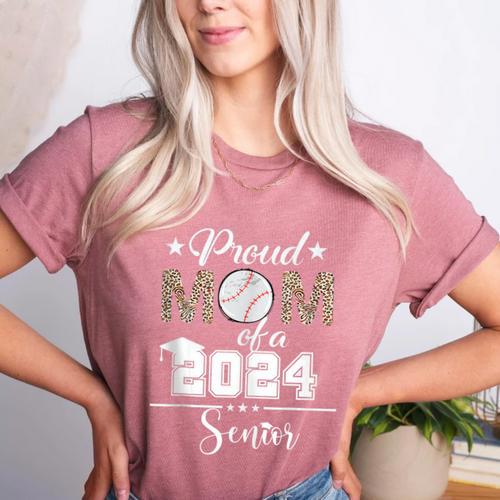 Proud Mom Of a 2024 Senior Class Of 2024 Baseball Mom Women's Heather T-Shirt - Sportilla