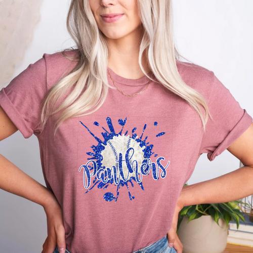 School Spirit Panthers Panther Pride Baseball Mom For Women Women's Heather T-Shirt - Sportilla
