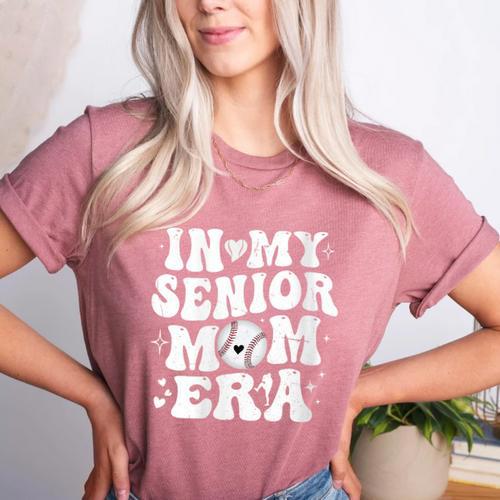 In My Senior Mom Era Class Of 2024 Groovy Baseball Mom Life Women's Heather T-Shirt - Sportilla