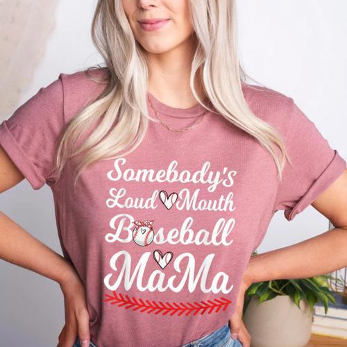 Somebody's Loudmouth Baseball Mom Mothers Day Baseball Women's Heather T-Shirt - Sportilla