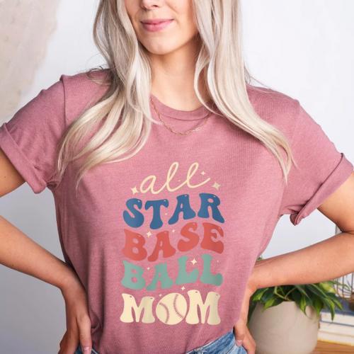 All Star Baseball Mom Women's Heather T-Shirt - Sportilla