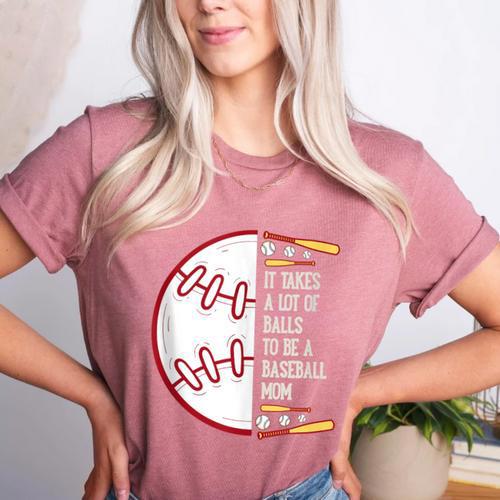 It Takes a Lot Of Balls To Be a Baseball Mom Women's Heather T-Shirt - Sportilla