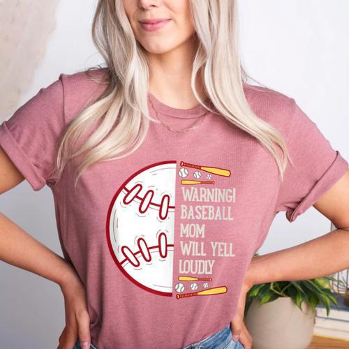 Warning Baseball Mom Will Yell Loudly Women's Heather T-Shirt - Sportilla