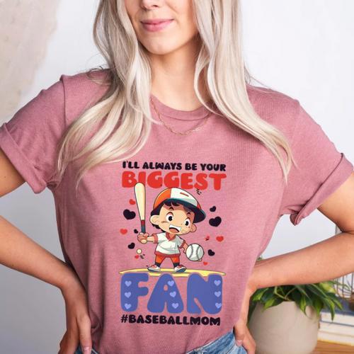 Always Your Biggest Fan Baseball Mom Women's Heather T-Shirt - Sportilla