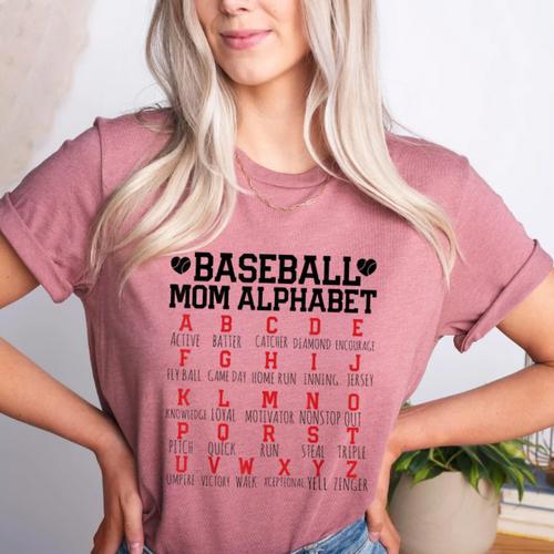 Baseball Mom Alphabet Women's Heather T-Shirt - Sportilla