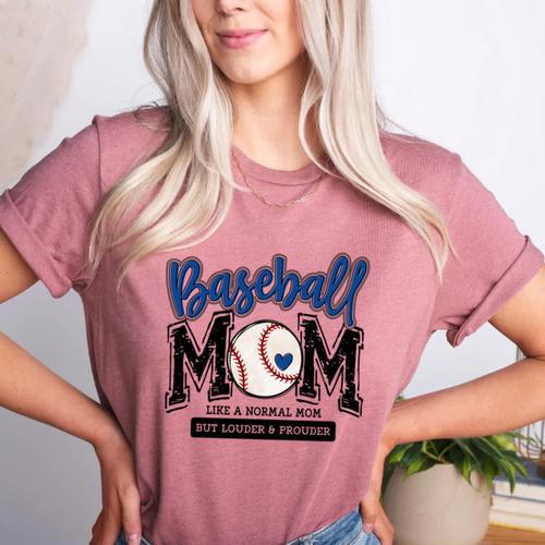 Baseball Mom Blue Varsity Baseball Mama Cute Mother's Day Women's Heather T-Shirt - Sportilla