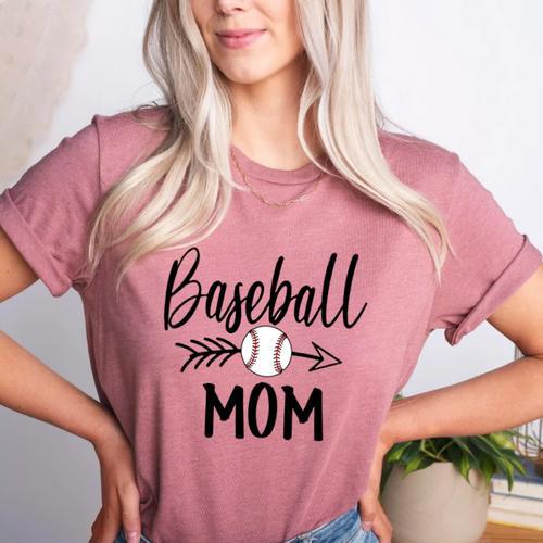 Baseball Mom Cute Arrow Father's Mother's Xmas Day Women's Heather T-Shirt - Sportilla