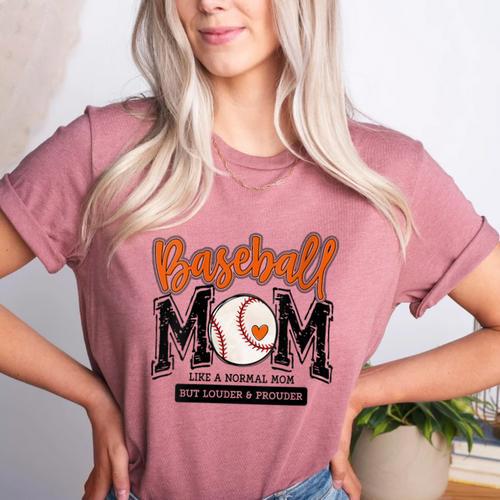 Baseball Mom Orange Varsity Baseball Mama Cute Mother's Day Women's Heather T-Shirt - Sportilla