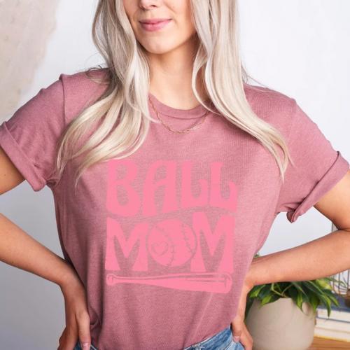 Baseball Mom Pride Heart And Bat Love Game Day Women's Heather T-Shirt - Sportilla