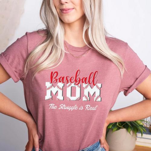 Baseball Mom The Struggle Is Real Premium Women's Heather T-Shirt - Sportilla