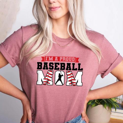 I'm a Proud Baseball Mom Baseball Women's Heather T-Shirt - Sportilla