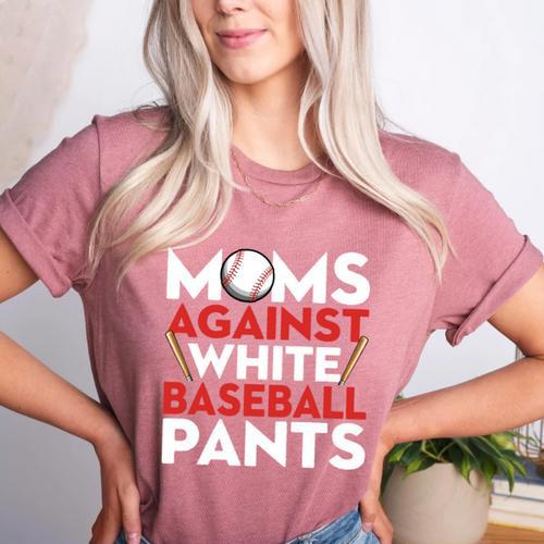 Mom Against Baseball Pants Shirt Baseball Mom Women's Heather T-Shirt - Sportilla