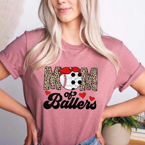 Mom Of Ballers Soccer Baseball Mom Soccer Baseball Mother Women's Heather T-Shirt - Sportilla