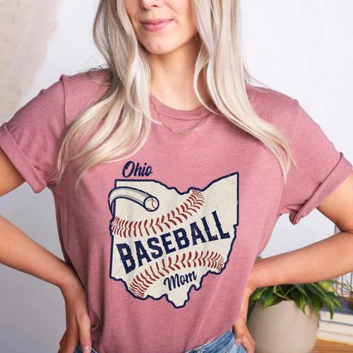 Ohio Baseball Mom Women's Heather T-Shirt - Sportilla