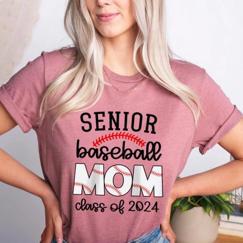 Senior Baseball Mom Class Of 2024 High School College Sports Raglan Baseball Tee Women's Heather T-Shirt - Sportilla