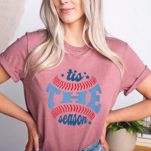 Spring 2024 Season Cute Baseball Mom It Is The Season Women's Heather T-Shirt - Sportilla