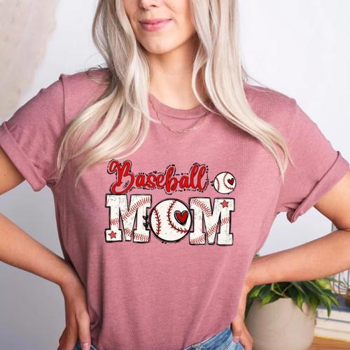 Vintage Baseball Mom Sports Fan Love Heart Women's Heather T-Shirt - Sportilla