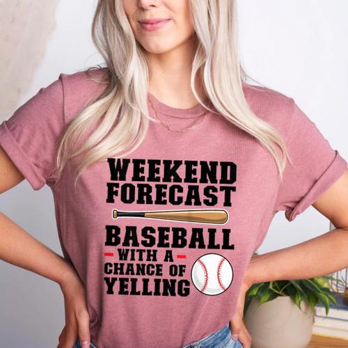 Weekend Forecast Baseball Baseball Mom Women's Heather T-Shirt - Sportilla