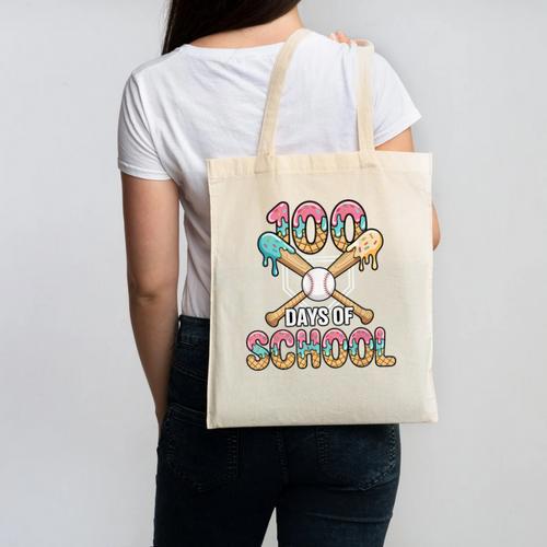 100 Days Of School Baseball 100th Day Of School Canvas Tote Bag - Sportilla