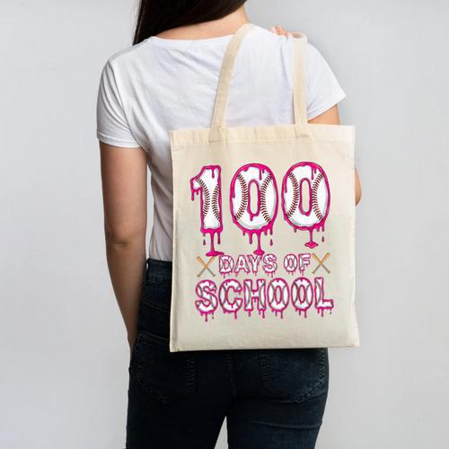 100 Days Of School Baseball Ice Cream Drip 100th Day Boys Canvas Tote Bag - Sportilla