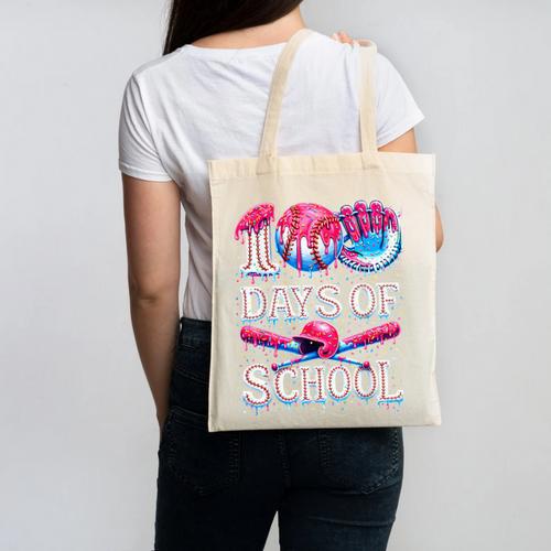 100 Days Of School Baseball Lover Donut Drip Boy Girl Canvas Tote Bag - Sportilla