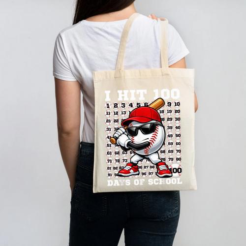 100 Days Of School Retro Baseball Sport For Boys Teachers Canvas Tote Bag - Sportilla