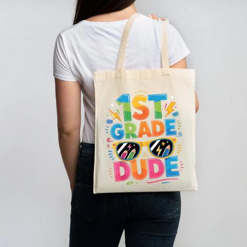 1st Grade Dude Shirt First Grade Boys Girl Back To School Canvas Tote Bag - Savourry