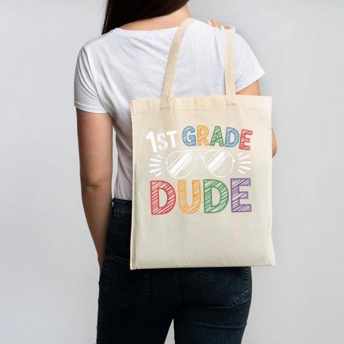 1st Grade Dude Sunglasses First Day Of Back To School Boys Canvas Tote Bag - Savourry