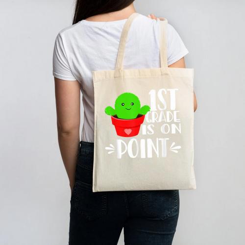 1st Grade Is On Point Cactus Back To School Canvas Tote Bag - Savourry