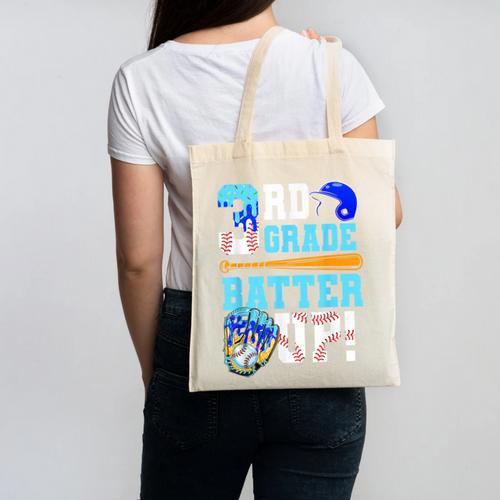 3rd Grade Back To School Baseball Drip Ice Cream Batter Up Canvas Tote Bag - Savourry