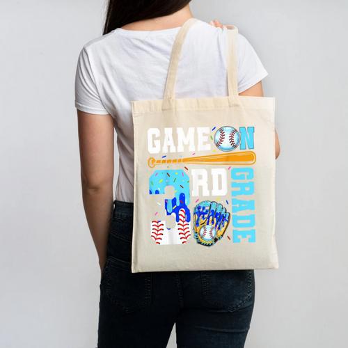3rd Grade Back To School Baseball Drip Ice Cream Game On Canvas Tote Bag - Savourry