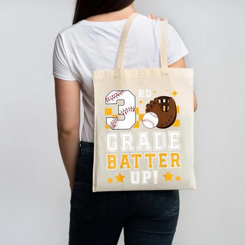 3rd Grade Batter Up Baseball First Day Back To School Canvas Tote Bag - Savourry