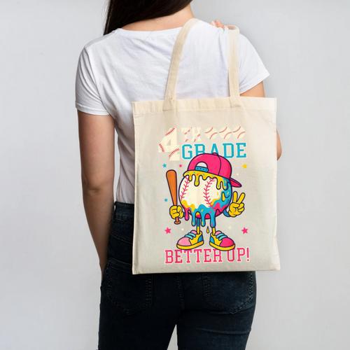 4th Grade Back To School Baseball Drip Ice Cream Game On Canvas Tote Bag - Savourry
