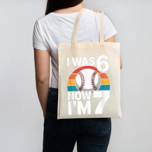 I Was 6 Now Im 7 Baseball Birthday Age 7 Canvas Tote Bag - Sportilla