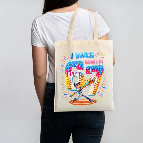 I Was 6 Now I'm 7 Baseball Birthday Boy For Teens Kids Canvas Tote Bag - Sportilla