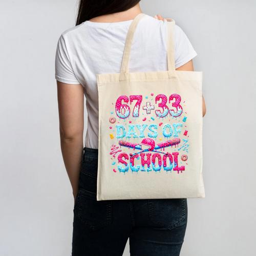 67 33 Days Of School Baseball Drip 100th Day Of School Boys Canvas Tote Bag - Sportilla