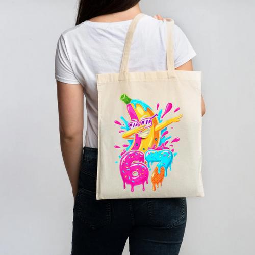 67 Baseball Dabbing Banana 6 7 Dripping Ice Cream Meme Canvas Tote Bag - Sportilla