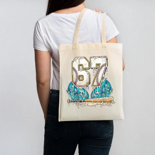 67 Baseball Drip Boys Youth Kids 6-7 Ice Cream Dripping 6 7 Canvas Tote Bag - Sportilla