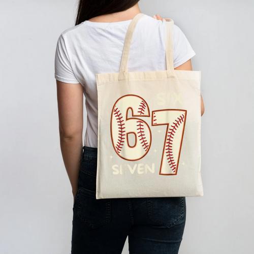 67 Baseball Six Seven 6 7 Meme Kids 67 Teen Boys 6-7 Canvas Tote Bag - Sportilla