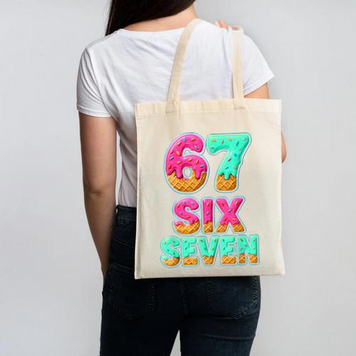 67 Ice Cream Drip Baseball Six Seven 6-7 Meme Teen Boy Canvas Tote Bag - Sportilla