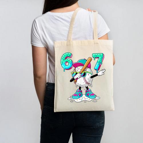 67 Meme Six Seven 6 7 Meme Dab Baseball Ice Cream Drip Canvas Tote Bag - Sportilla