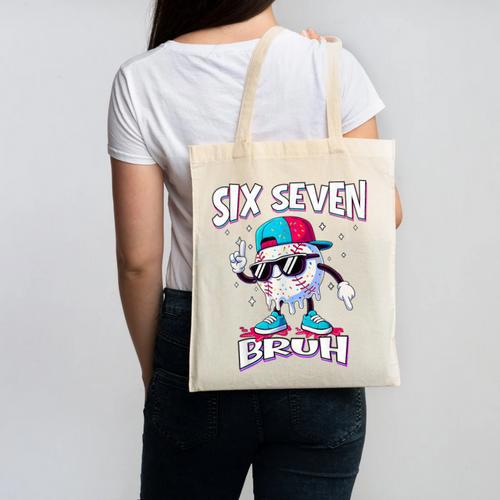 67 Meme Six Seven Baseball Ice Cream Drip Girls Boys Canvas Tote Bag - Sportilla