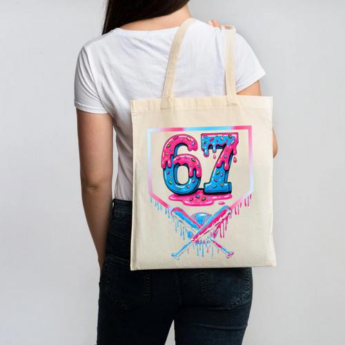 67 Six Seven Baseball Ice Cream Drip Cool Meme 67 Canvas Tote Bag - Sportilla